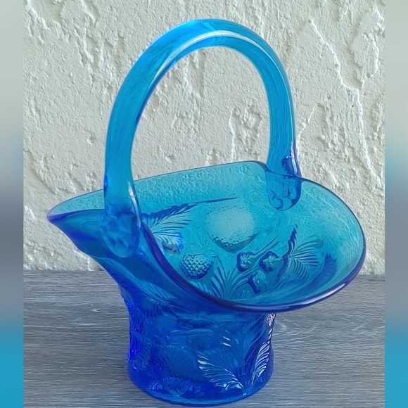 Cambridge Glass Other - Vintage Blue Glass Basket with Handle